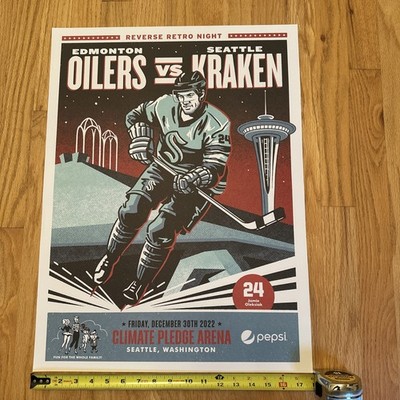 Seattle Kraken Reverse Retro Night Poster of Jamie Oleksiak 18x24, 12/30/2022