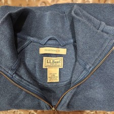 L.L. Bean Men's Pullover Quarter Zip Sweater, Traditional Fit, Blue, Large, Fall