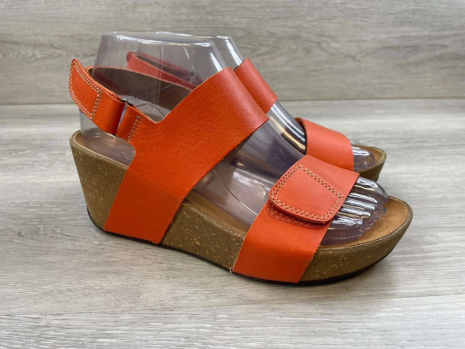 Clarks Auriel Fin sandalo donna slingback plateau zeppa pelle 6 scarpe arancioni