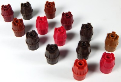 MEGA BLOKS  14 Pc LOT PYRATES BARREL 10931 MULTIPLE COLORS RED BROWN GRAY