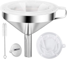 Stainless Steel Kitchen Funnel with 200 Mesh Filter Strainer for Filling Canning
