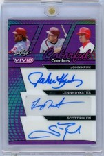 2024 Leaf Vivid Colorful Combos 2/2 Kruk Dykstra Rolen RARE Triple Auto PHILLIES