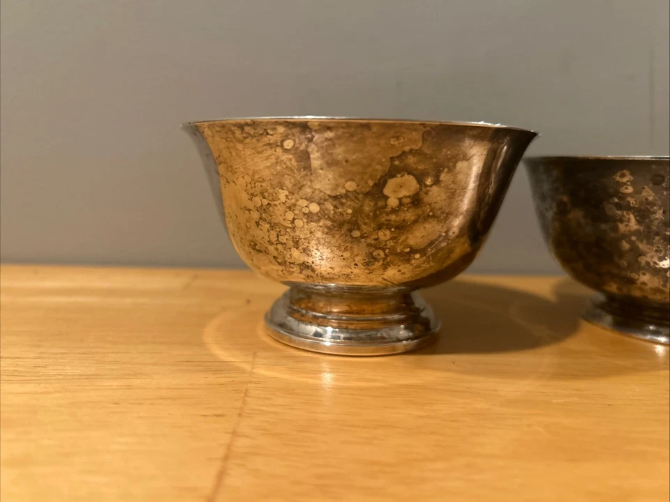 Lote De 2 Cuencos De Plata Reproducción Paul Revere De Colección Foto 2 de 4