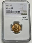 1937 Lincoln Wheat Cent / Penny 1c NGC MS 66 RD Red Uncirculated Coin