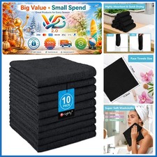 Black Microfiber Washcloths 12x12 Inch 10 Pack Face Body Towels