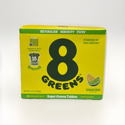 8Greens Daily Greens Effervescent Tablets - Lemon Lime- 30 Tablets Exp 02/2027