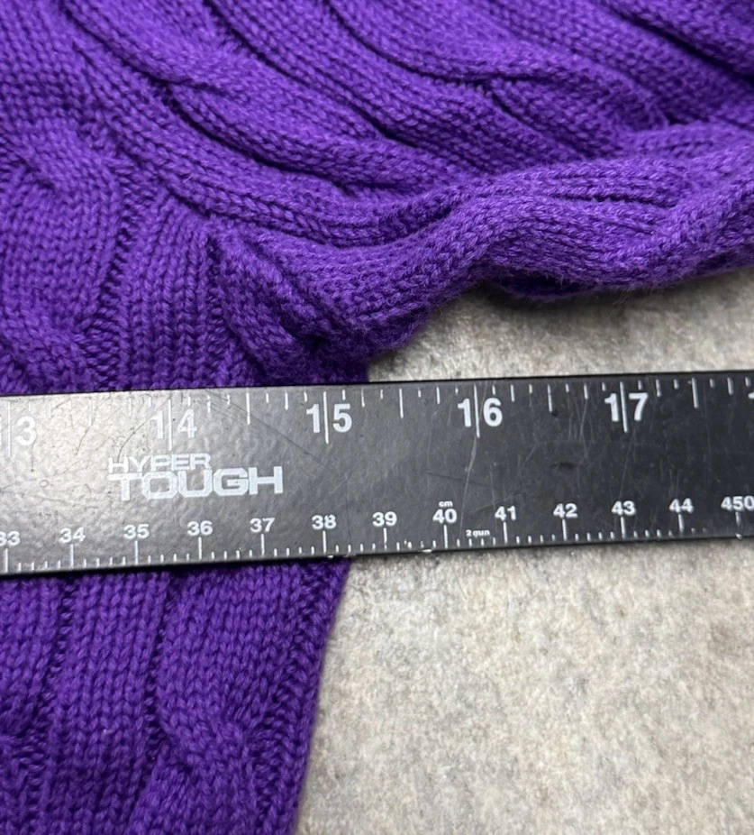 Suéter Ralph Lauren Tejido con Cable Jóvenes Niñas Talla 6X Parches en el Codo de Cuero Púrpura Foto 4 de 4