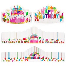 Birthday Crowns for Kids Classroom 30 Pack Party Hats Paper Happy Birthday Cr...