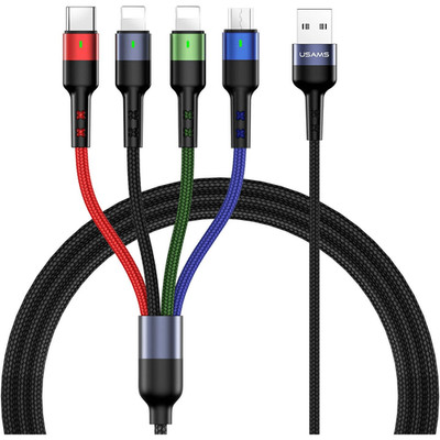 USAMS 4-in-1 Multi-Charging Cable (2-Pack, 4FT)