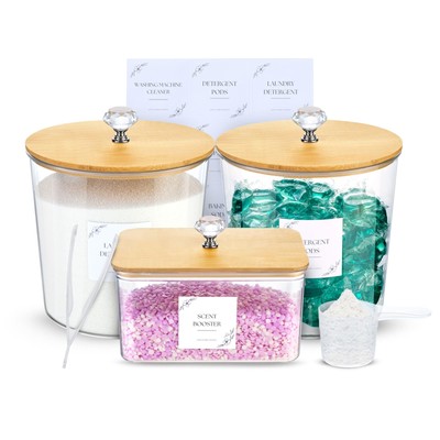 Laundry Pods Container with Air-Tight Design Dryer Sheet Holder, Storage Jars...