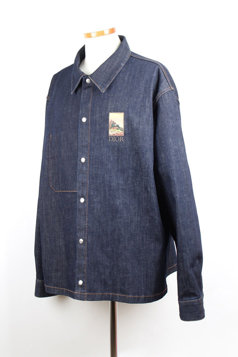 Dior Denim Overshirt Jacket with Houndstooth Logo 56 SKU1234 Dior Denim Overshirt Jacket with Houndstooth Logo 56 SKU1234