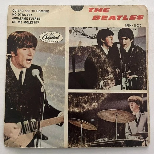 THE BEATLES - QUIERO SER TU HOMBRE - 1965 MEXICAN 7" EP PS WEAR COVER TORN COVER