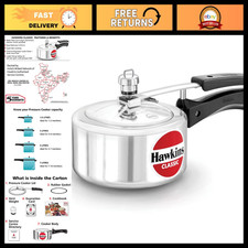 1.5L Aluminium Pressure Cooker - Classic Inner Lid Design, Small Silver Cookware
