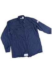 Bulwark FR Shirt Men 2XL Long Navy Blue Pockets Utility Flame Resistant Series