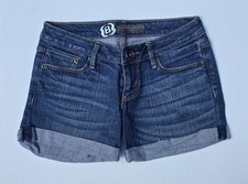 Bullhead Denim Shorts Mini Rolled Cuff Dark Wash Pockets Stretch Juniors Size 1