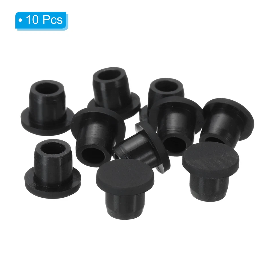 Tapón flexible suave tapón de goma de silicona 10 piezas para agujero de 9-10 mm negro Foto 3 de 4