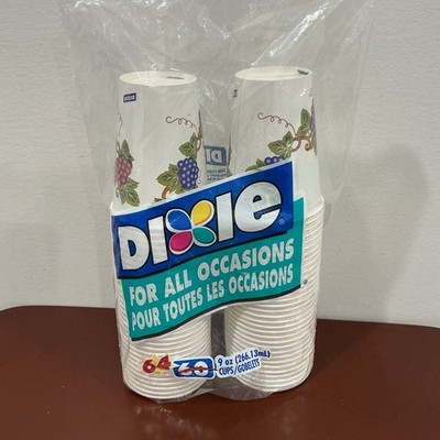 Vintage Dixie Cups 2005 9oz Cold 64 Cups Grapes Fruit Garden Design Vines NOS