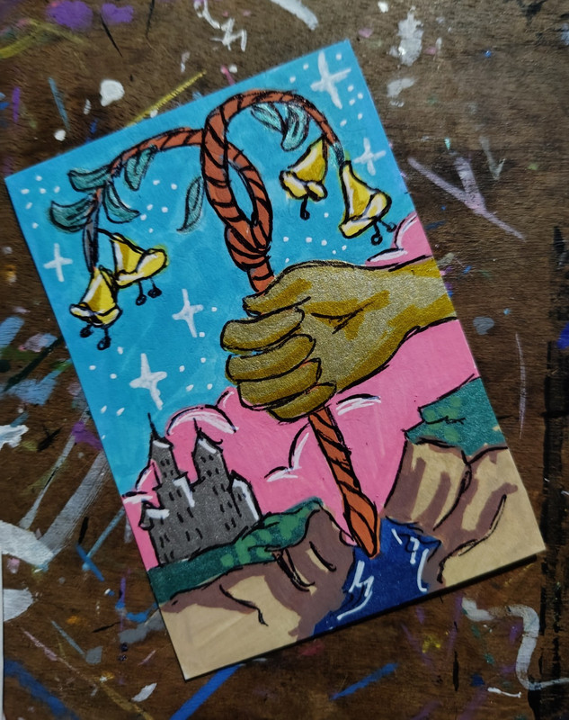 ACEO Original Signed Acrylic Hand Castle Fantasy Landscape 2026