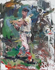 Johnny Pesky – Red Sox Legend, Original 16x20 Canvas Painting, Baseball Art