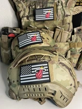 Military American Flag Miami HEAT PVC  Patch W Vlcro Basketball 3 Time Champs