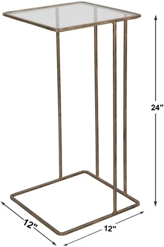 Antiqued Gold 12" Wide Cadmus Side Table by - Picture 3 of 9