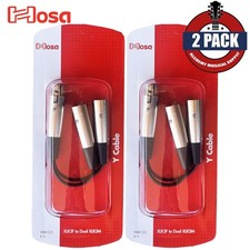 2-PACK Hosa YXM-121 6-Inch XLR Female to Dual XLR Male Y Splitter Cable Adapter