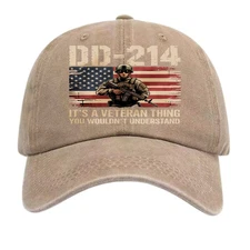 Vintage DD-214 It's A Veteran Thing Dad Hat Patriotic Veteran Graphic Cap