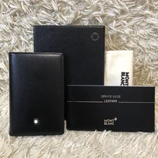 New Montblanc Meisterstück Leather Bifold Card Holder Mini Wallet 14108 Black