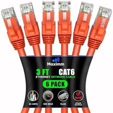 Cat 6 Ethernet Cable 3 ft 6-Pack - High-Speed LAN Cable Internet Cable Patch ...