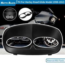Black ABS Mount Headlight Bezel Scowl Outer Fairing Cover For Harley Road Glide
