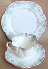 WILEMAN FOLEY TRAILING VIOLETS 9057 PATTERN COFFEE CUP TRIO - DAINTY (11837)
