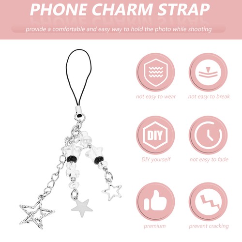 Pentagram Mobile Phone Chain Student Aesthetic Keychain Lanyard Star Charm - Photo 4 sur 12