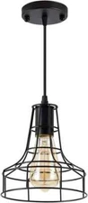 7” Industrial Pendant Light with Metal Cage Adjustable Cords Farmhouse Rustic Mi