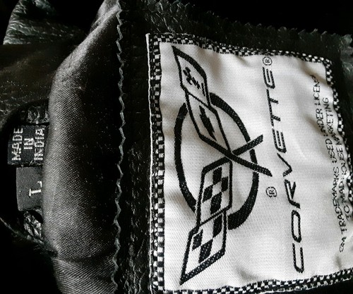 Chaqueta de carreras de bombardero Corvette de cuero genuino negra con cremallera para hombre talla L - Imagen 4 de 12