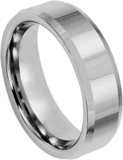 6mm Tungsten Carbide High Polished Beveled Edge Wedding Band Ring