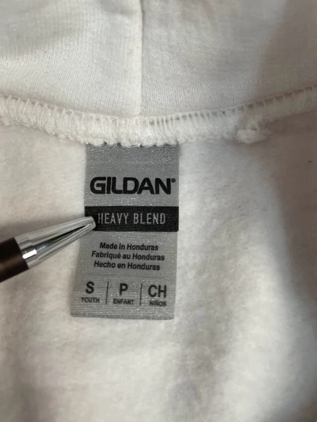 Gildan Heavy Blend White Hoodie Pullover Size S Youth - Image 3 of 4