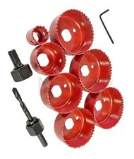 10PC HOLE SAW SET HOLESAW DOWN LIGHT CUTTING DRILL ARBOR HEX KEY CARBON STEEL