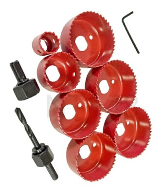 10-TEILIGES LOCHSÄGEN-SET LOCHSÄGE DOWN LIGHT SCHNEIDBOHRER DORN SECHSKANTSCHLÜSSEL KOHLENSTOFFSTAHL