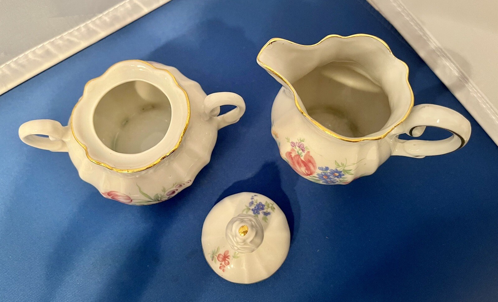 Germany, US Zone, IJB Creamer and Lidded Sugar Bowl, Ribbed with