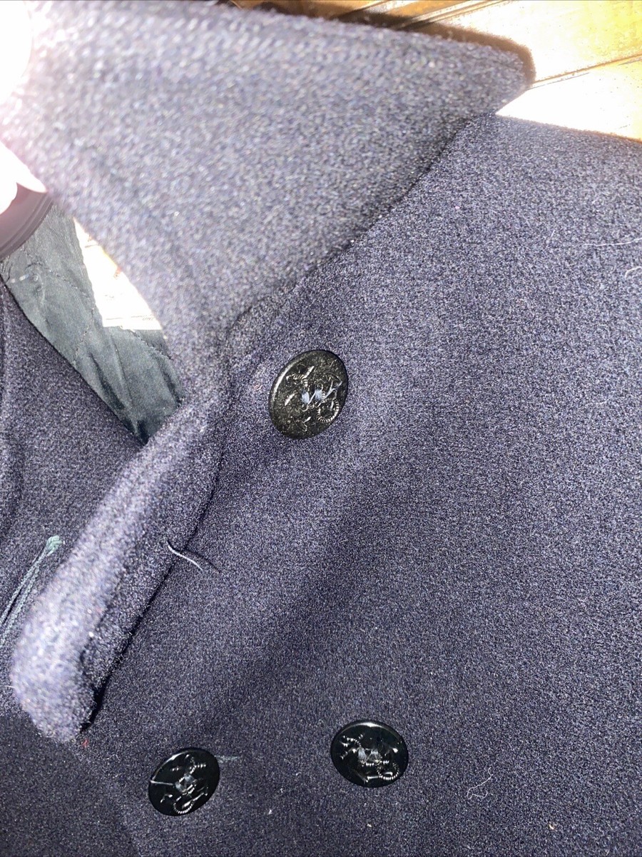 PLEASE READ! Vintage FOX KNAPP Wool Navy Pea Coat-Mens 36 PLEASE READ! Vintage FOX KNAPP Wool Navy Pea Coat-Mens 36