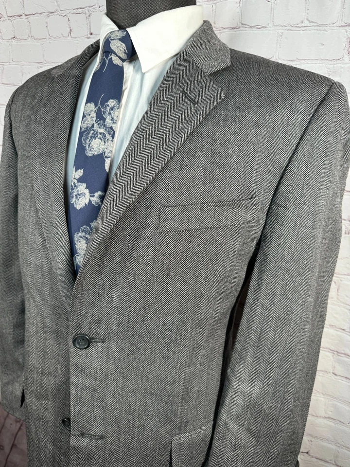 Chaqueta Blazer Abrigo Deportivo Clásico Lana ESPIGA JOSEPH & FEISS Para Hombres Gris 40R Foto 2 de 4
