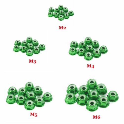 10Pcs M2/M3/M4/M5/M6 Nylon Insert Hex Flange Lock Nuts Aluminum Alloy Multicolor - Picture 8 of 11