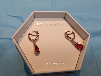 Bomb Party Earrings RBP3706  Jasmine s Jewels LC Dark Ruby rose gold Plating