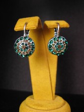 MARIANA JEWELRY EARRINGS ROUND SWAROVSKI CRYSTALS GREEN BROWN SP Gift Christmas
