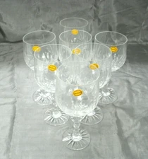 Vtg Bohemia Crystal-Crystalex BOC36 Set of 7~6-3/4" Wine Water Goblets Poland ec