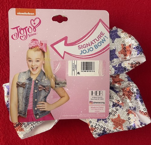 Jojo Siwa Large Cheer Hair Bow (Sequin Blue & Red Stars) Brand New! - Picture 2 of 2