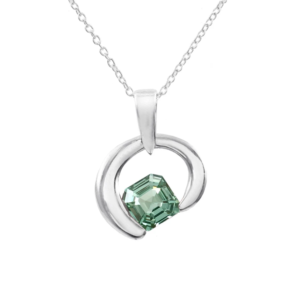 Adorabile Ceylon Verde Spinello Taglio Asscher 925 Ciondolo Argento Gemma 9x9 MM - Immagine 2 di 4