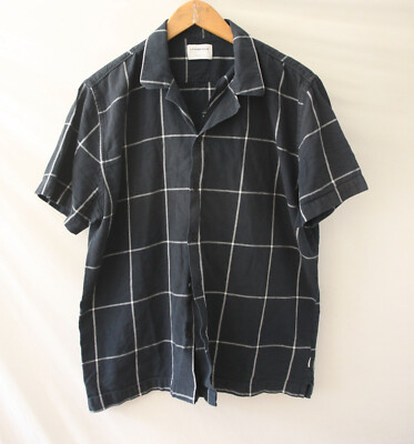 Lindbergh White Shirt Short Sleeve Relaxed Fit Size XL Dark Blue *36G0603p