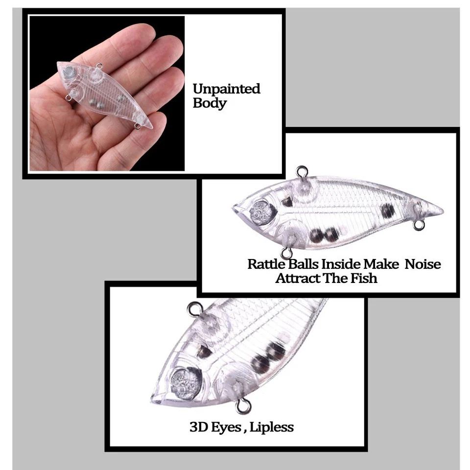 20PCS 7CM 9.3G Vibration Lipless Crankbait VIB Unpainted Bait Blank Fishing Lure - Image 4 of 4