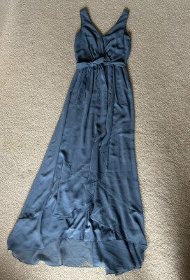 Davids Bridal Bridesmaid Dress Steel Blue F19748 2 Tie Prom V Neck Belt A-line | eBay Davids Bridal Bridesmaid Dress Steel Blue F19748 2 Tie Prom V Neck Belt A-line | eBay